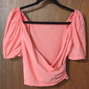 Anthropologie Coral Puff Sleeve Blouse